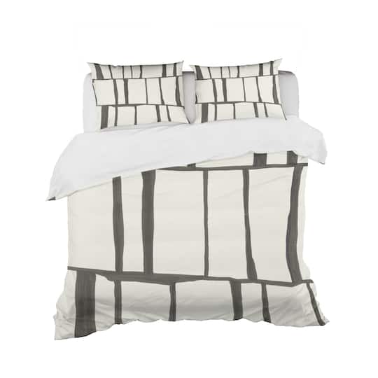 Designart 'minimalist black and white I' Geometric Bedding Set
